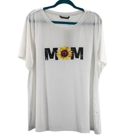 BLOOMCHIC 18-20 2X Plus White Short Sleeve Pullover Crew Neck TShirt Top NWT B78 - Picture 2 of 7